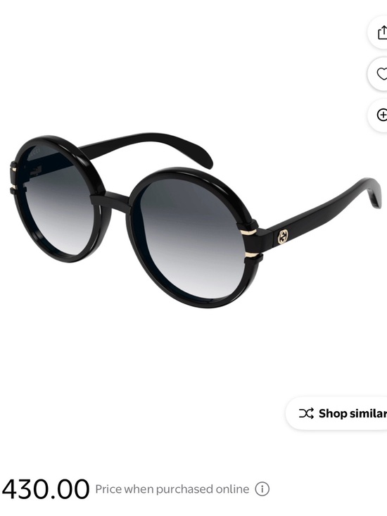 Gucci Round Black Sunglasses with Brown Lenses and Gold Detail
